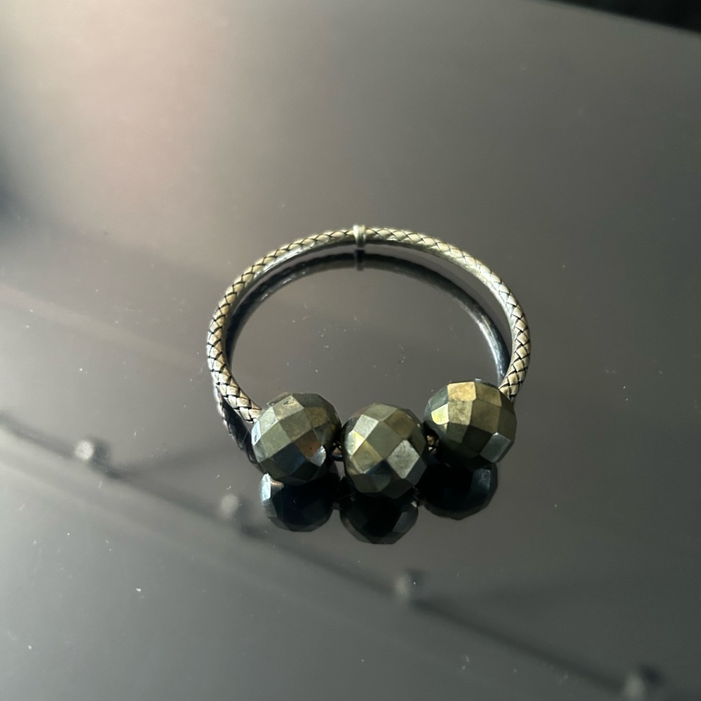 Bottega Veneta Sterling Silver and Pyrite Bracelet Size Medium